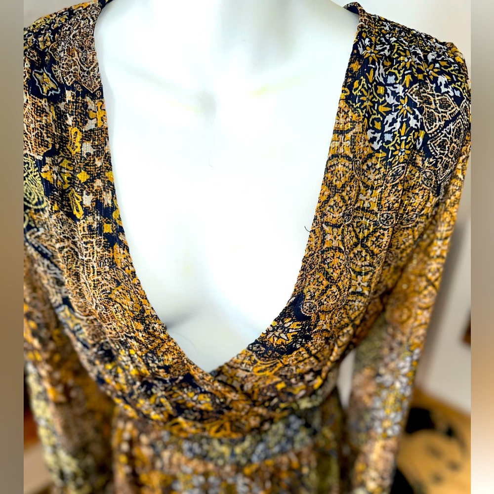 Mega Patchwork V-Neck Long-Sleeve Mini Dress - image 2